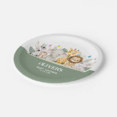 Grün-Weiß-Wasserfarben-Babydusche Pappteller (Schrägansicht)