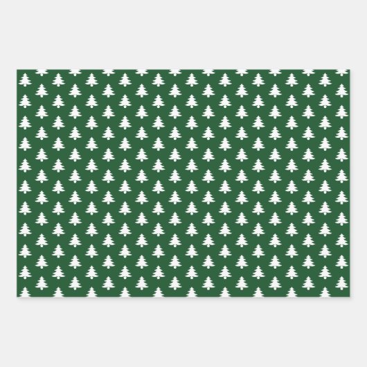 Grün/Weiß-Weihnachtsbaum Ikonisches Muster Geschenkpapier Set (Vorderseite 3)