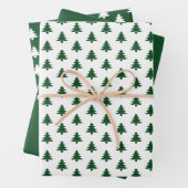 Grün/Weiß-Weihnachtsbaum Ikonisches Muster Geschenkpapier Set (Beispiel)