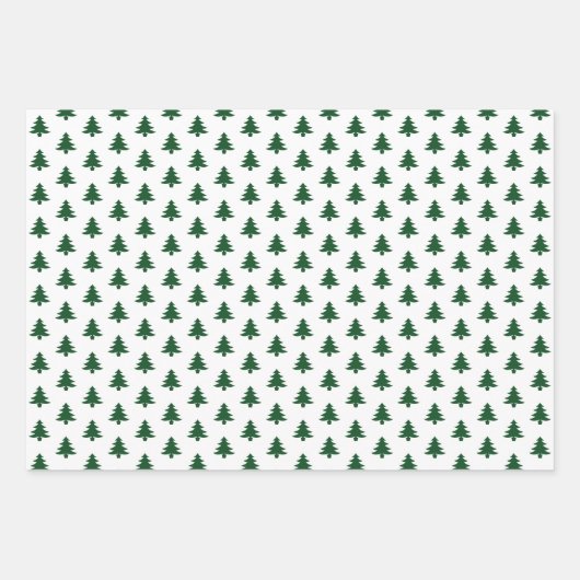 Grün/Weiß-Weihnachtsbaum Ikonisches Muster Geschenkpapier Set (Vorderseite)