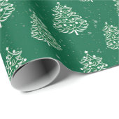 Grün-Weiß-Weihnachtsbaummuster Geschenkpapier (Rolleneckpunkt)