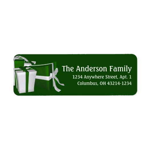 Grün & Weiß Weihnachtsgeschenke mit Adressetikette (Vorne)