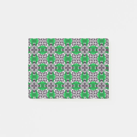 Grün-Weiß-Wiederholungsmuster Post-it Klebezettel (Vorderseite)