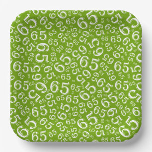 Grün/Weiße 65. zufällige Zahlenmuster-Papier-Platt Pappteller