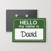 Grün Weiße Benutzerdefinierte Name Hallo Mein Name Button (Vorderseite/Rückseite)