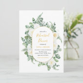 Grün weiße Blume Hochzeit Probe Einladung (Stehend Vorderseite)