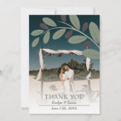 Grün-weiße Blume Hochzeitsfest Foto Dankeskarte (Vorderseite)