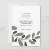 Grün-weiße Blume Hochzeitsfest Foto Dankeskarte (Rückseite)