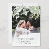 Grün-weiße Blume Hochzeitsfest Foto Dankeskarte (Vorderseite)
