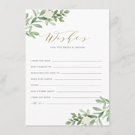 Grün & Weiße Blume Wünsche für Braut & Bräutigam Begleitkarte (Vorderseite)