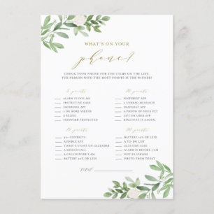 Grün & Weiße Blumen Was ist auf deinem Handy Spiel Begleitkarte