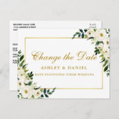 Grün weiße Blüten in Aquarellen ändern das Datum G Postkarte (Vorne/Hinten)