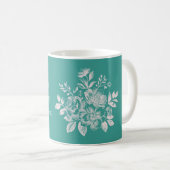 Grün Weiße Blüten Kaffeetasse (VorderseiteRechts)