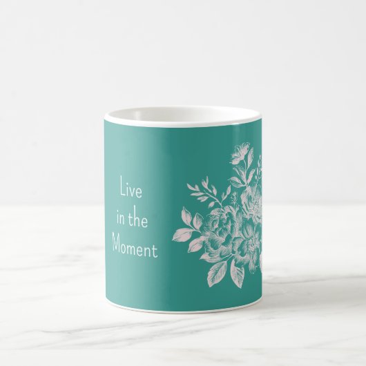Grün Weiße Blüten Kaffeetasse (Mittel)