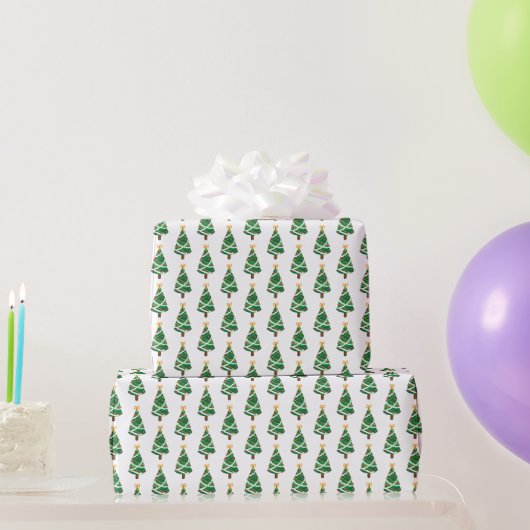 Grün-weiße-Christbaum-Muster-Geschenkpapier Geschenkpapier (Partygeschenke)