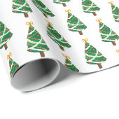 Grün-weiße-Christbaum-Muster-Geschenkpapier Geschenkpapier (Rolleneckpunkt)