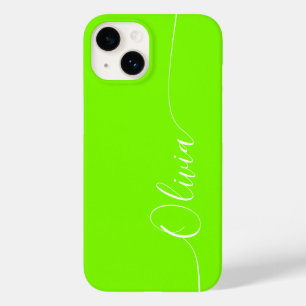 Grün Weiße Elegante Kalligrafie-Schrift Name Case-Mate iPhone 14 Hülle