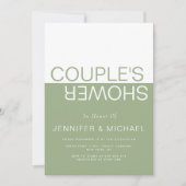 Grün weiße Farbblockpaare Polterabend Einladung (Vorderseite)