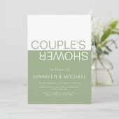 Grün weiße Farbblockpaare Polterabend Einladung (Stehend Vorderseite)