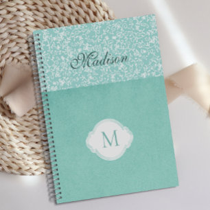 Grün Weiße Florale Pastell Modische Monogramm Planer
