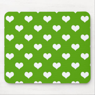 Grün Weiße Herz Design Mousepad