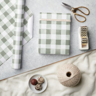 Grün Weiße Karierte Streifen Geburtstag Geschenkpapier