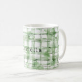 Grün Weiße Karierte Streifen Kaffeetasse (VorderseiteRechts)