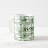 Grün Weiße Karierte Streifen Kaffeetasse (Vorderseite Links)