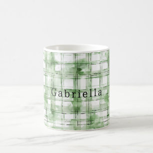 Grün Weiße Karierte Streifen   Kaffeetasse