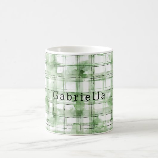 Grün Weiße Karierte Streifen Kaffeetasse (Mittel)