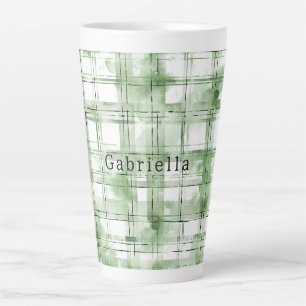 Grün Weiße Karierte Streifen Milchtasse