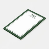 Grün Weiße Monogramm Herren Post-it Klebezettel (angewinkelt)