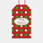 Grün-weiße Polka-Punkte auf Weihnachtsrot Geschenkanhänger (Vorderseite)