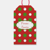 Grün-weiße Polka-Punkte auf Weihnachtsrot Geschenkanhänger (Rückseite)