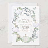 Grün-WEISSE PUMPKIN ERNTEDANK Einladung (Vorderseite)