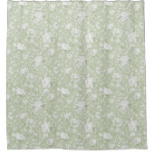 Grün Weiße Romantische Blumen   Duschvorhang (Vorderseite)