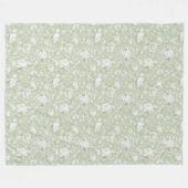 Grün Weiße Romantische Blumen Fleecedecke (Vorderseite (Horizontal))