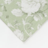 Grün Weiße Romantische Blumen Fleecedecke (Ecke)