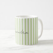 Grün Weiße Streifen Name Kaffeetasse (VorderseiteRechts)