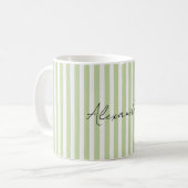 Grün Weiße Streifen Name Kaffeetasse (Vorderseite Links)