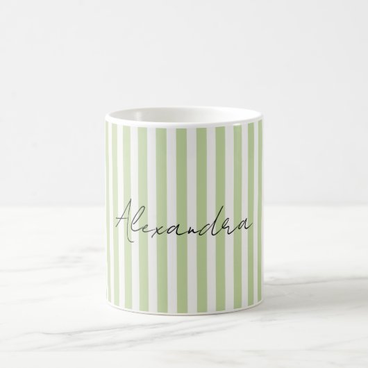 Grün Weiße Streifen Name Kaffeetasse (Mittel)