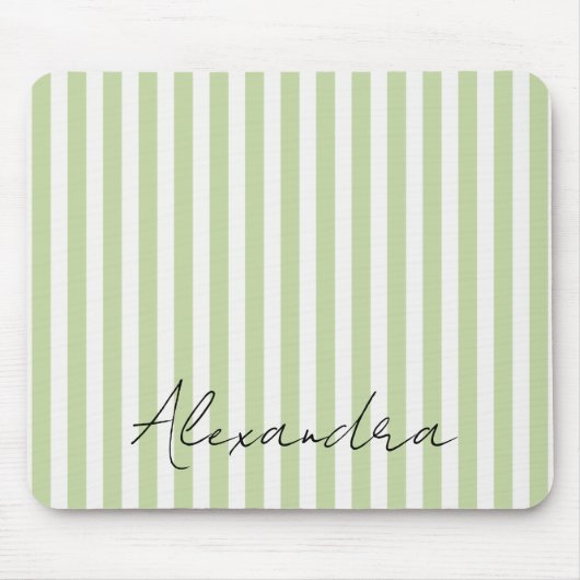 Grün Weiße Streifen Name Mousepad (Vorne)