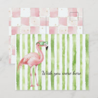 Grün Weiße Streifen Rosa Flamingo Strand