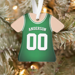 Grün & Weiße Teamfarben Basketball Tank Ornament
