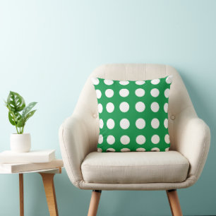 Grün Weiße Tupfen Vintage Retro Kissen