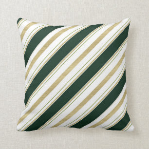 Grün Weiße und Gold Streifen Elegante Chic Wurfdec Kissen