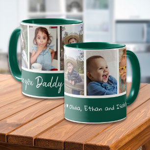 Grün-weißer 5-Foto-Collage-Lieb-Daddy Tasse