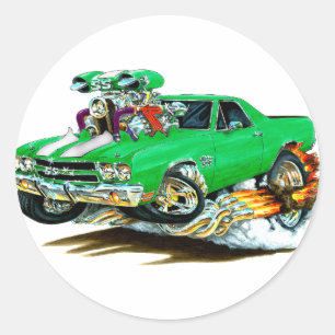 Grün-Weißer LKW 1970 EL Camino Runder Aufkleber