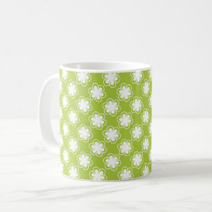 Grün-weißes Blumenmuster Kaffeetasse