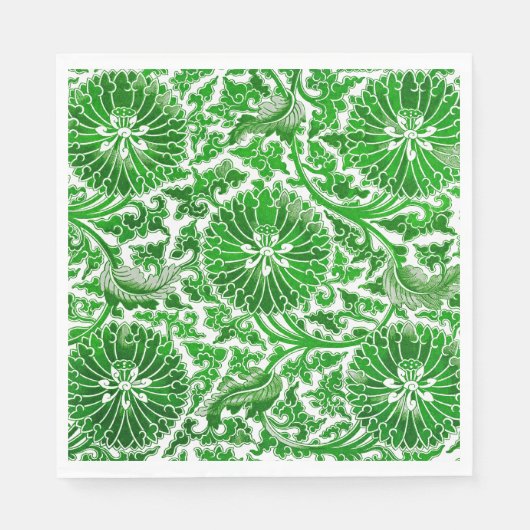 Grün-weißes Blumenmuster Serviette (Vorderseite)